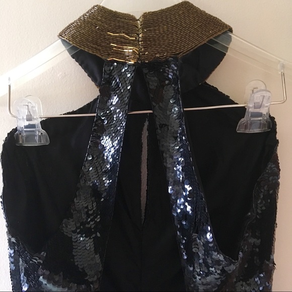 Vintage Black Cocktail Dress With Bronze Beads - Picture 6 of 6